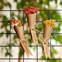 Buket bunga Gypsophila lucu Mini massal buatan tangan bunga kering warna kustom hadiah pernikahan untuk tamu