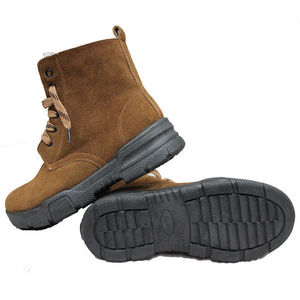 <b>Men's</b> Mid-Top Winter Snow Boots Fleece Lined Cowhide Non-Slip Yellow Boots Solid Color Front Laces Mid-<b>Heel</b> 3-5Cm - Product Image 3