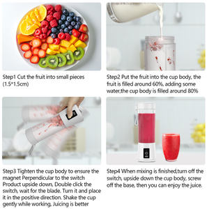 <span class=keywords><strong>Mini</strong></span>-presse-agrumes portable en acier inoxydable avec moteur DC, mixeur USB rechargeable, tasse à smoothie d'extérieur, 6 lames - Product Image 5