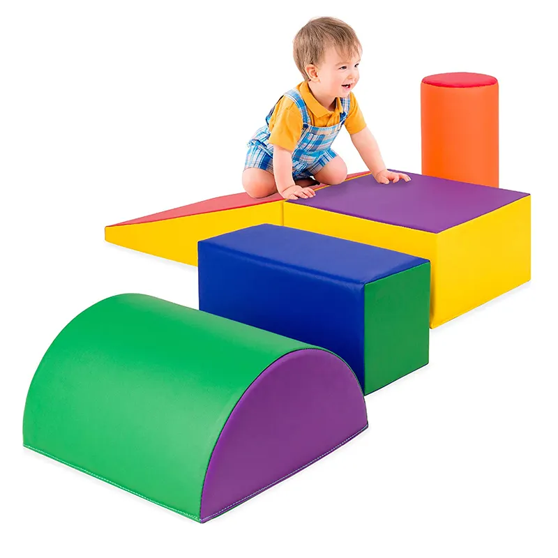 Soft Foam Climbing Blocks for Toddlers Indoor Playground Activity Play Toy with Step Slide Toddler Soft Play Equipment Block Set