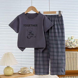 Nuovo set di abbigliamento per bambini: <span class=keywords><strong>pigiami</strong></span> per bambini con stampa a cartoni animati, <span class=keywords><strong>pigiami</strong></span> in cotone a maniche corte per ragazze, comodi - Product Image 5