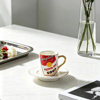 Ensemble tasse et soucoupe Campbell's Soup Can Espresso 90 ml, porcelaine vintage, poignée dorée, écologique, Andy Warhol Pop Art pour la décoration de la maison