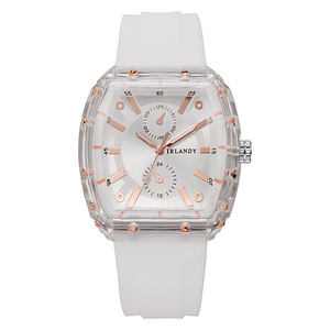 Nuevo reloj de hombre con caja transparente en forma de barril, elegante y versátil, de silicona, reloj de cuarzo personalizado para hombre. - Product Image 1