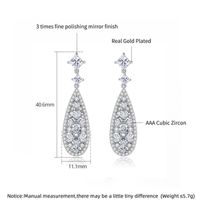 LUOTEEMI Wholesale New Arrival Luxury Wedding Dinner Party Jewelry 3A Cubic Zirconia <strong>Cluster</strong> Dangle <strong>Earring</strong> - Product Image 2