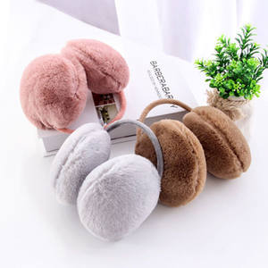 Couvre-oreilles en peluche rose, montés à l'arrière, chauds pour l'hiver, pour les étudiants, les voyages en vélo - Product Image 4