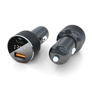 Cantell-Cargador de coche para teléfono móvil, cargador de coche 6A Metal Pd Qc tipo rápido C + Puerto USB, adaptador de carga rápida LED, GaN, 38W - Product Image 1