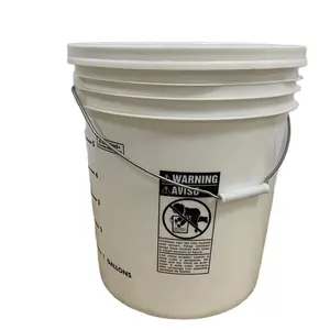 Balde de tinta estilo americano 20L branco em estoque de fábrica, balde de plástico PP de 20kg para produtos químicos, logotipo personalizado