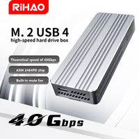Rihao casing SSD 40Gbps USB 4.0 untuk NVME PCI-E M.2 casing HDD SSD dengan casing Thunderbolt4/3 casing Hard Drive eksternal