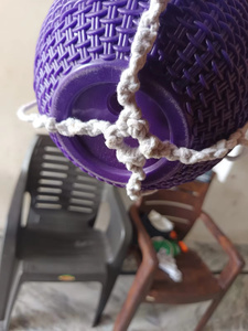 Panier suspendu en macramé avec pot tissé violet pour l'affichage de plantes d'intérieur et d'extérieur, style bohème - Product Image 2