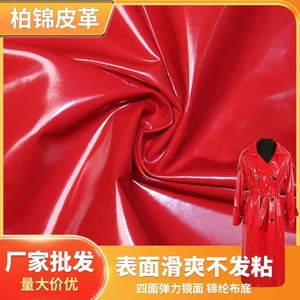 Tela Elástica de Spandex, Color Rojo Liso, Tipo Cuero Espejo, Peso Medio, Material para Ropa Interior - Product Image 4