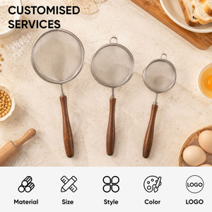 Passoire à mailles fines en acier inoxydable 304 avec manche en bois de noyer, tamis à pâtisserie 30 mailles L/M/S pour cuisine et bar, outils de boulangerie - Product Image 2