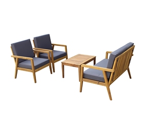 Ensemble de salon extérieur en bois moderne personnalisable avec différentes tailles et coussins pour hôtels, restaurants, villas de luxe - Product Image 1