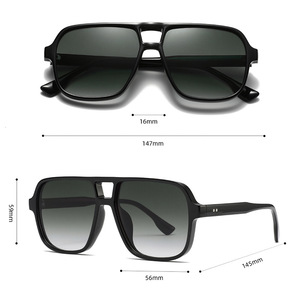 Lunettes de soleil carrées surdimensionnées rétro 2026 avec logo personnalisé, monture large double pont, couleur gelée, protection UV400 pour hommes et femmes - Product Image 4