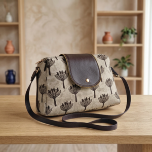 Custom Luxury Crossbody Sling <b>Bag</b> Jaipur Geometric Brocade Print Handbag with Leather Flap Traditional Ethnic Purse for <b>Women</b> - Product Image 5