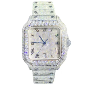 นาฬิกาข้อมือเพชรโมอิสซาไนต์ VVS สุดหรู หน้าปัดสไตล์ตะวันออกกลาง เครื่องประดับชั้นดี สไตล์ฮิปฮอป นาฬิกาอัตโนมัติสำหรับผู้ชาย - Product Image 6