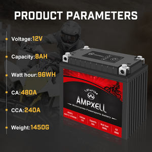 ヤマハyxx12-bs/ytx1bs/ytx16-bs4用12v8ah鉛酸交換Lifepo4オートバイスターターバッテリー - Product Image 6