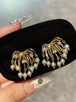 Boucles d'oreilles clous irrégulières en perles brillantes effet feu d'artifice, style luxe polyvalent, design audacieux, tendance, style de niche léger