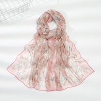 Écharpe longue classique en georgette à imprimé léopard 100% polyester pour femmes, protection solaire, utilisation quotidienne toutes saisons