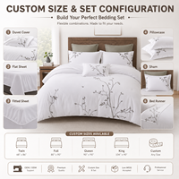 Ensemble de literie brodé sur mesure OEM ODM, housse de couette personnalisée, drap, taie d'oreiller, couleur du tissu, taille, étiquette personnalisée