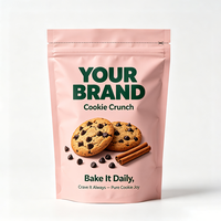Sachet Doypack Rose Mat Personnalisé avec Fermeture Éclair, en Plastique Alimentaire, pour l'Emballage de Biscuits, Pâtisseries et Snacks
