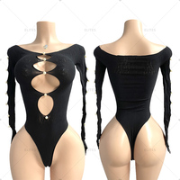 Lingerie sexy en résille ELITES, tenues de strip-teaseuse en résille avec strass, tenues de rave, vêtements de danse exotique, tenues de Bottle Girl