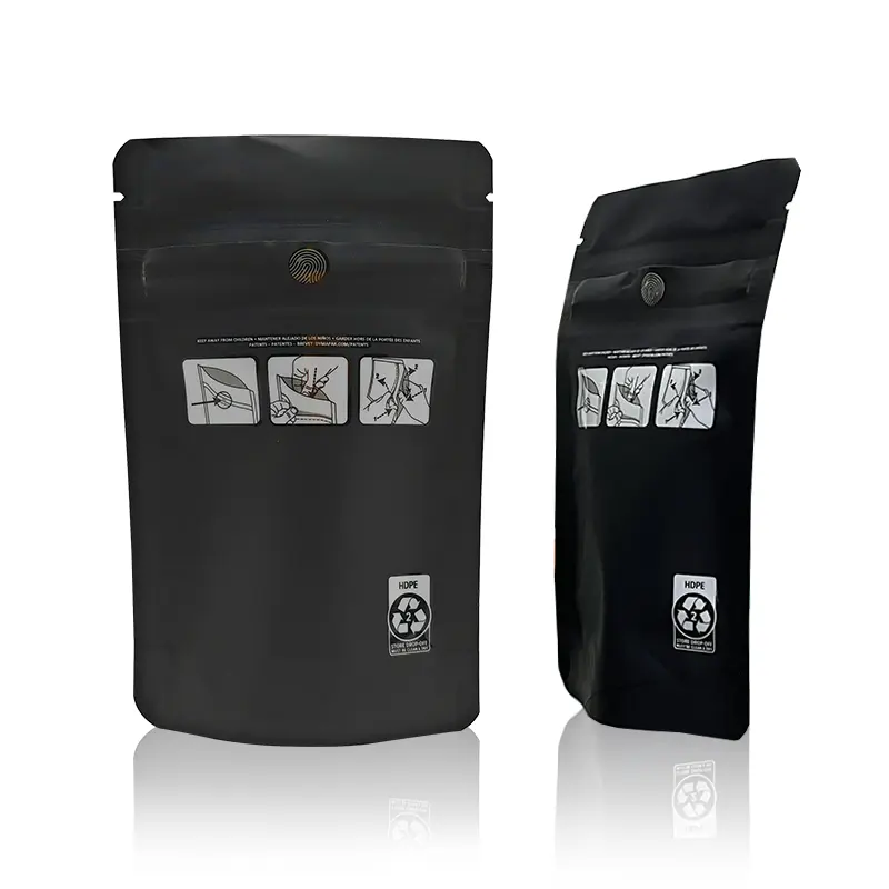 1g 4x5 Sacs Emballage résistant aux enfants Doypack Pouch Haute qualité Personnalisé Noir Mat Mylar Stand Up Zip Lock Cali Bags