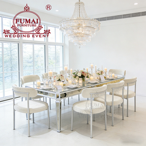 Wholesale Modern Stainless Steel Wedding Banquet <b>Table</b> with Glass for Outdoor and Home Dining Rooms - Product Image 2