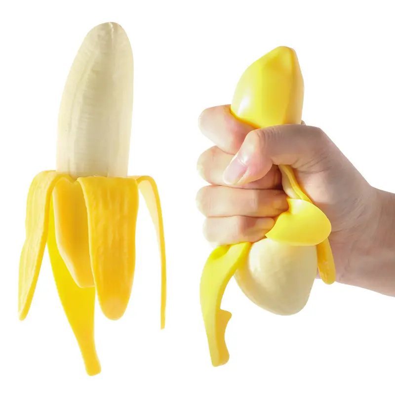친환경 TPR 스트레스 완화 압착 바나나 squishied 과일 장난감