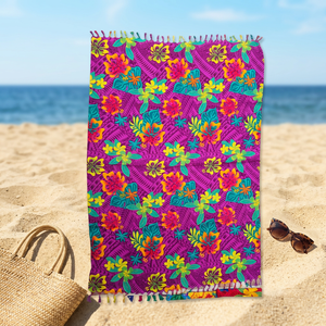Pareo con Estampado Floral, Ropa de Playa Informal de Verano, Estilo Bohemio Unisex, Tela Tejida 100% Rayón, Secado Rápido, Diseño Vibrante - Product Image 2