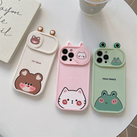Étui de téléphone pour iPhone 16 Plus Pro Max avec fenêtre pour appareil photo coulissante en TPU, motif animal mignon, anti-chute