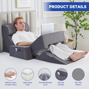 Lot de 9 coussins orthopédiques en mousse à mémoire de forme personnalisables et ajustables pour adultes, soulagement du <span class=keywords><strong>reflux</strong></span> <span class=keywords><strong>acide</strong></span> et de la dyspepsie gastro-œsophagienne (DGO) - Product Image 2