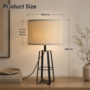 Modern Iron <b>Table</b> Lamp Set Of 2 Fabric Shade E27 Bulb Warm Bedroom <b>Bedside</b> Nightstand Living Room Ambient Light - Product Image 4