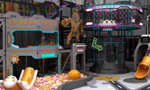 Aire de jeux intérieure, équipement de jeu souple avec piscine à balles, toboggan, trampoline <span class=keywords><strong>pour</strong></span> bébés et enfants, jouets de style cyberpunk violet - Product Image 3