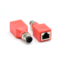 Connecteur industriel M12 droit 8 broches codées A mâle vers RJ45 femelle, adaptateur orange pour machine CNC