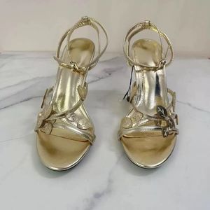 Sandalias de Moda Doradas Brillantes para el Verano, Tacones Dorados con Punta Abierta para Mujer - Product Image 3