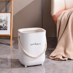 Sanlei Cylindrical Trash Can Creamy White Indoor Waste <b>Bin</b> With Rope Handle 1kg - Product Image 4