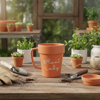 Mug personnalisé avec logo personnalisé, cadeau pour la fête des mères, pot de fleurs, jardinier, plante, papa, mug à café en terre cuite
