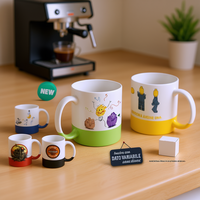 Mug en céramique à sublimation Panton à étiquette blanche, motif de dessin animé blanc, design contemporain, boîte cadeau, emballage blanc pour cadeaux