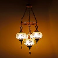 Lustre marocain rétro en fer et verre fait main, 3 lumières, lampe suspendue pour chambre à coucher, restaurant