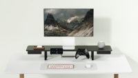 Support de moniteur avec 2 tiroirs, étagère de bureau avec pieds en métal pour bureau à domicile