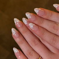 Faux Ongles 3D Blancs à Fleurs, Taille Moyenne, Vente en Gros, Haute Qualité, 24 Pièces, Luxe, Étiquette Privée, Boîte d'Emballage Personnalisée