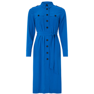 Nuovo modello delle donne di formale blu camicia a maniche lunghe midi dress - Product Image 3