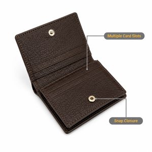 Porte-cartes de visite en cuir grainé avec bouton-pression, portefeuille à rabat multi-fentes pour cartes de visite - Product Image 5
