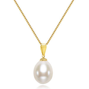 Liontin Mutiara Air Tawar Asli FEIRUN 9mm 18K Emas Bentuk Tetesan Air - Product Image 3