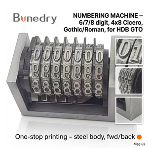 Macchina Numeratrice a 6, 7, 8 Cifre 4x8 Cicero in Acciaio Pieno, Caratteri Gotici e Romani, Regolabile Avanti/Indietro per Parti di Macchine da Stampa Offset - Product Image 1