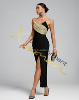 Robe de soirée Ocstrade pour femmes 2026, épaules dénudées, fente haute, patchwork, robe bandage moulante