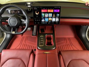 Tapis de sol en TPE en fibre de carbone, nouveau matériau, pour <span class=keywords><strong>PEUGEOT</strong></span> 208 2021 2022, ensembles complets, haute résistance, imperméable, tapis de voiture - Product Image 4