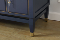 Meuble de salle de bain moderne de luxe de Dubaï, armoire en MDF bleu marine avec finition laquée, dessus en pierre reconstituée ou en marbre artificiel