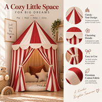 Abri de jeu mural en coton uni rouge et blanc, écologique, toutes saisons, portable, pour maisonnette d'enfants, chambre à coucher