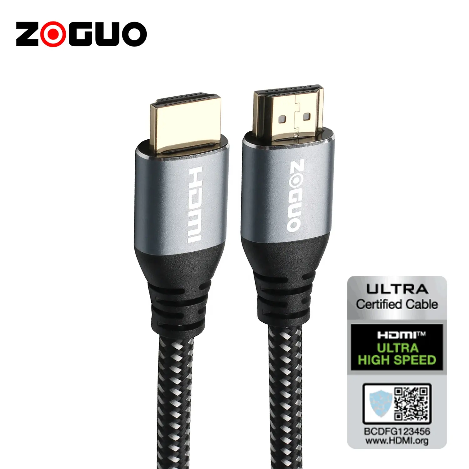 Customized 4K 8K 24K Gold Plated Metal Can 30AWG 60Hz Splitter Grey HDMI Cable 2.1